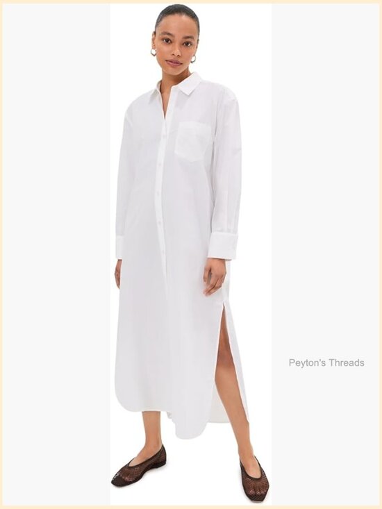 Dresses & Skirts - Lightweight Cotton Poplin Maxi Dress with Pockets and Button Front